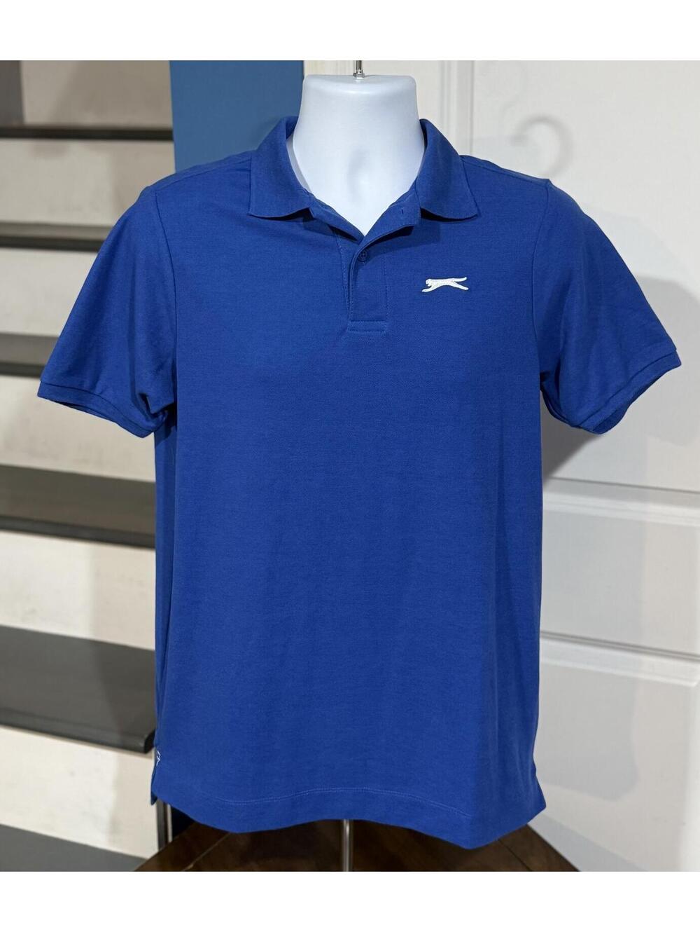 New with Tags! Slazenger Men's Size Small Short Sleeve Blue Polo Collared Shirt